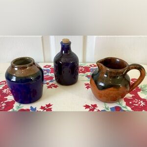 Vintage 70s Hand Crafted Signed Glazed Pottery Jar Vase Pitcher 4”